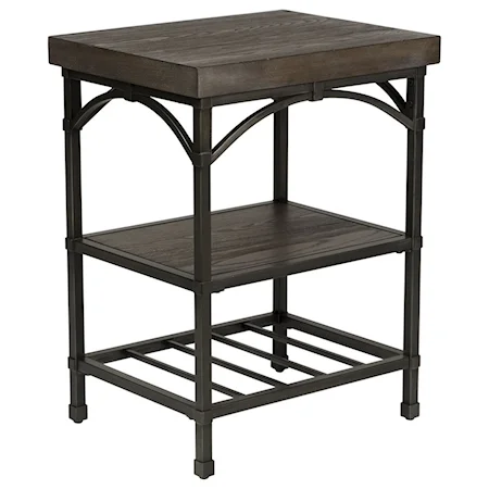 Chair Side Table with Metal Base